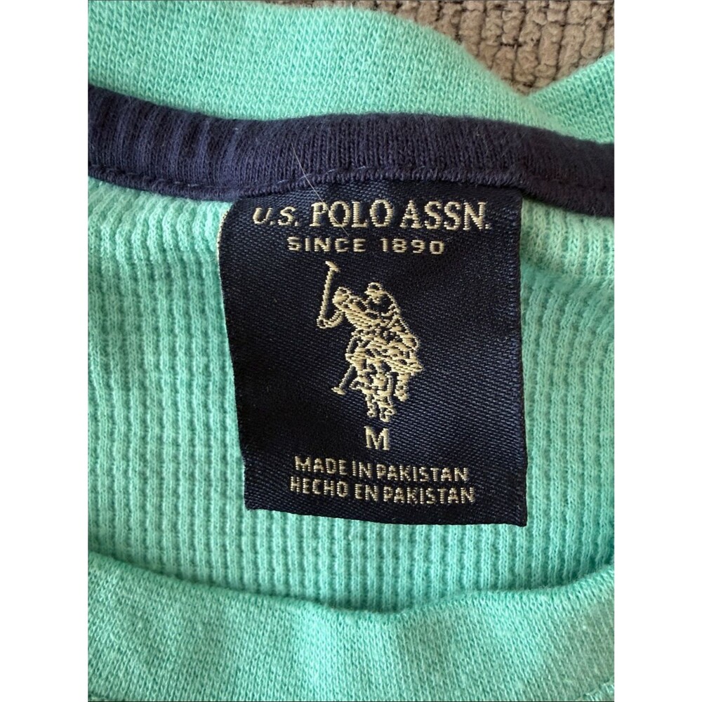 U.S. Polo Assn. Light blue/mint green thermal waffle long sleeve shirt - Picture 2 of 3